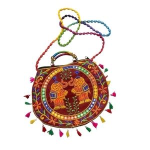 Taweengam Crossbody Goodhan Crochet Pouch Cloth Handbag Bohemian Embroidered